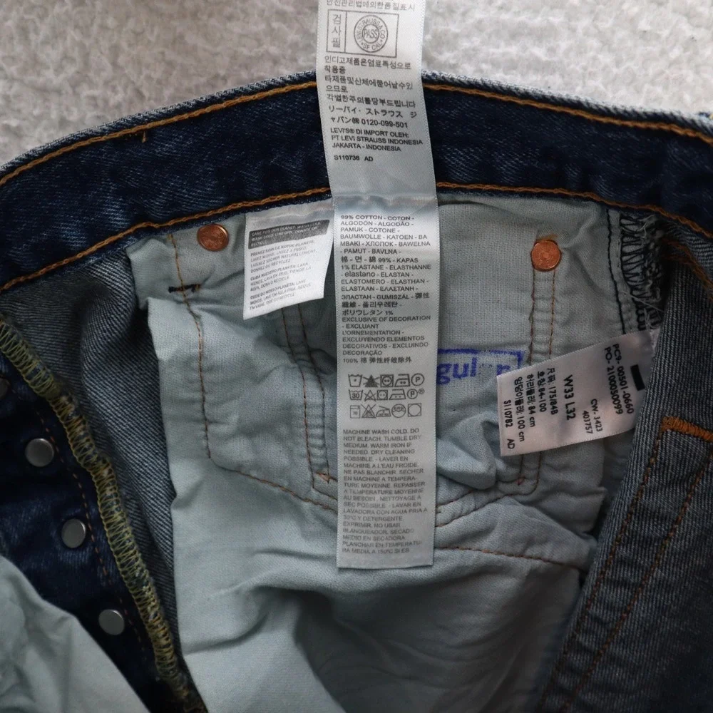 Levi's 501 Jeans Men's 33x32 Blue Original Straight Button Fly Denim Grunge New